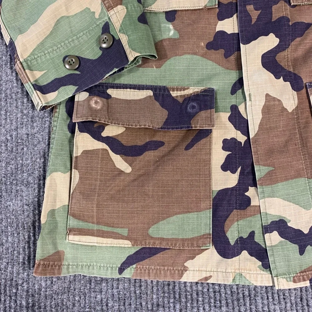 US Army Hot Weather Combat Coat Mens Small Brown Green Woodland‎ Camo Military